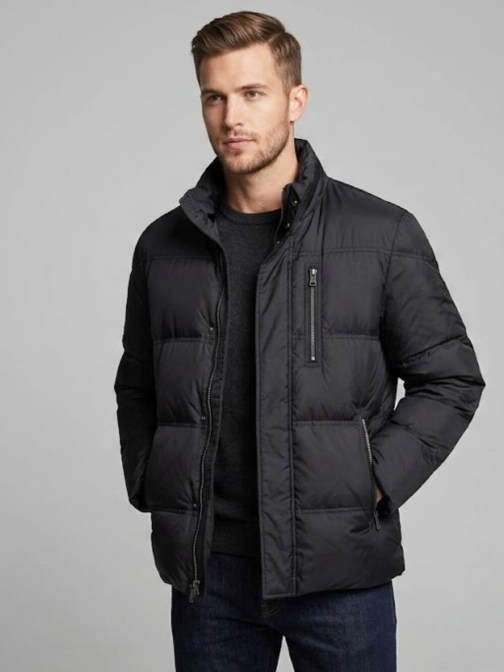 Cole Haan NEW Men's Down Packable Puffer Hidden Hooded Black Jacket Size XXL
